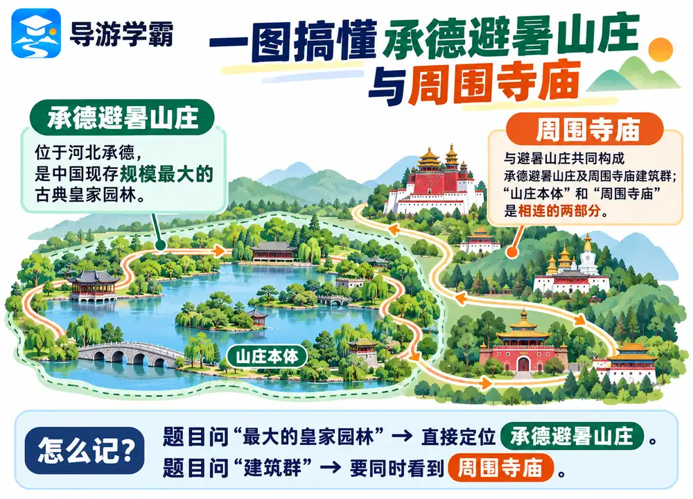 承德避暑山庄最大皇家园林考点图(导游学霸·科四河北)