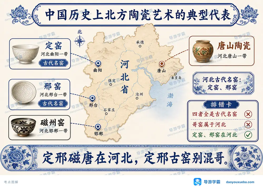 河北定邢磁唐北方陶瓷名窑考点图（导游学霸·科四河北）