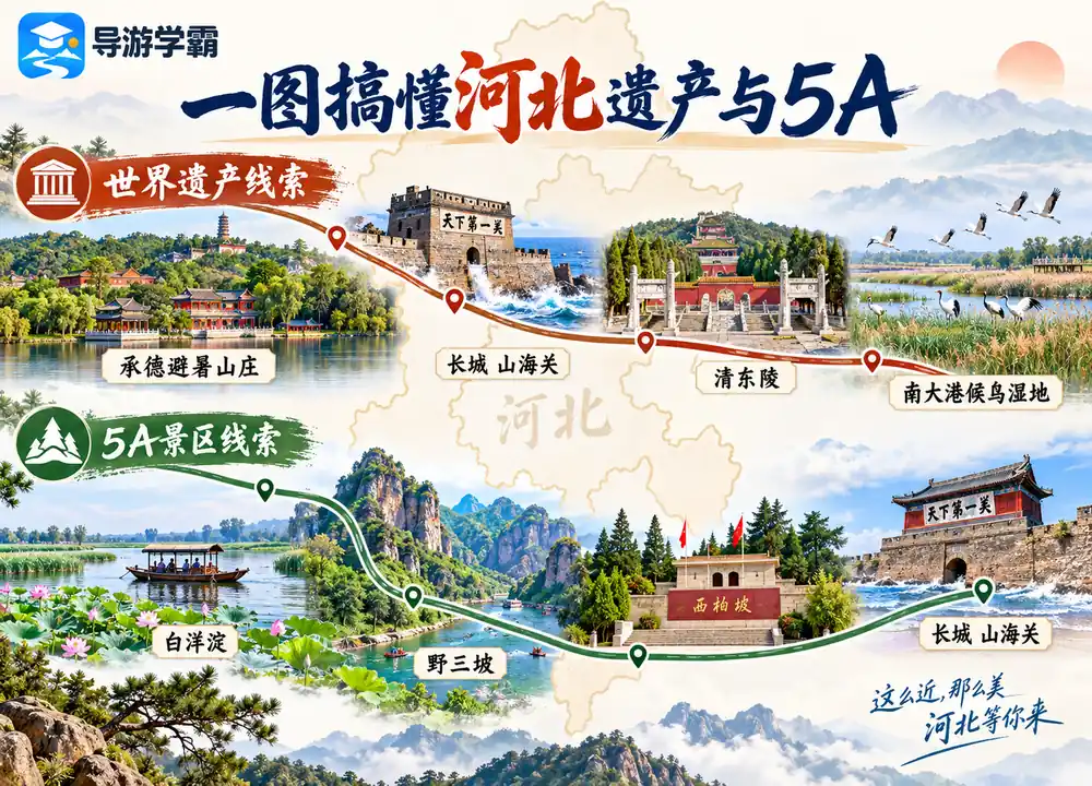 河北世界遗产与5A考点图(导游学霸·科四河北)