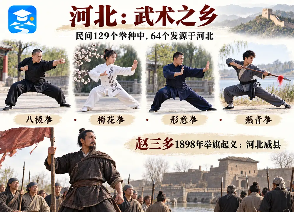 河北武术之乡64拳种与赵三多考点图（导游学霸·科四河北）
