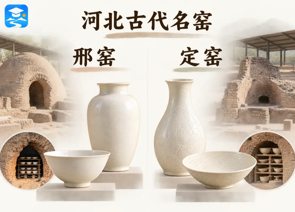 河北古代名窑邢窑白瓷与定窑考点图（导游学霸·科四河北）
