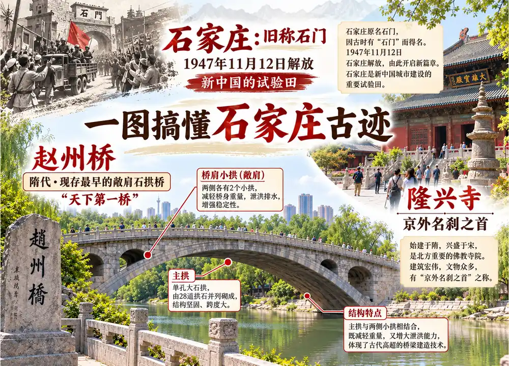 石家庄旧称石门与解放时间考点图（导游学霸·科四河北）