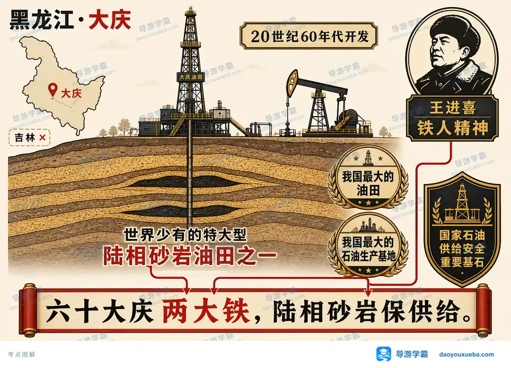 大庆油田陆相砂岩铁人精神考点图(导游学霸·科四黑龙江)