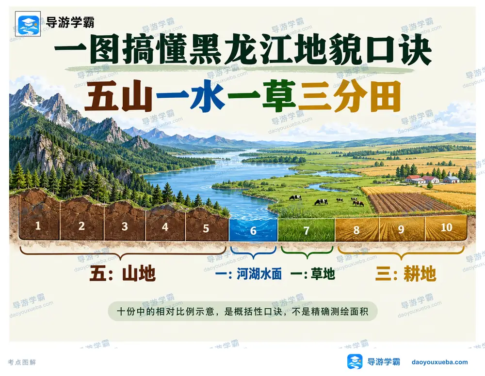 黑龙江地貌五山一水一草三分田考点图(导游学霸·科四黑龙江)