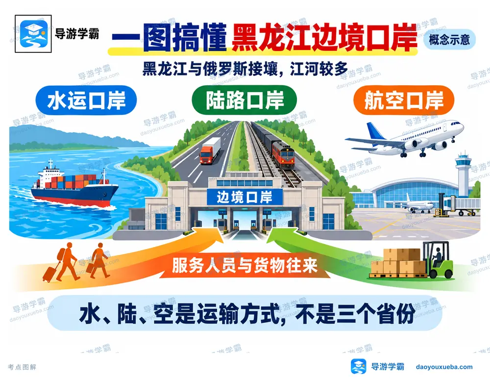 黑龙江对俄水陆空边境口岸考点图(导游学霸·科四黑龙江)
