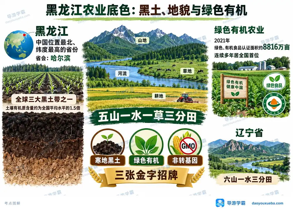 黑龙江五山一水一草三分田黑土考点图(导游学霸·科四黑龙江)