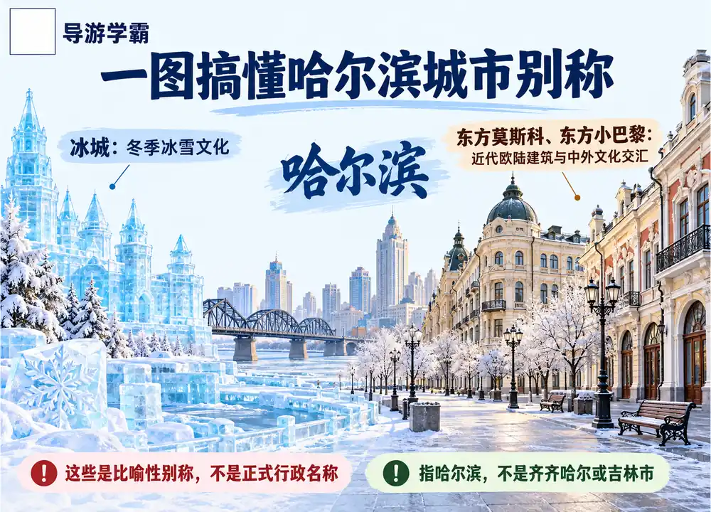 哈尔滨冰城东方小巴黎城市别称考点图(导游学霸·科四黑龙江)