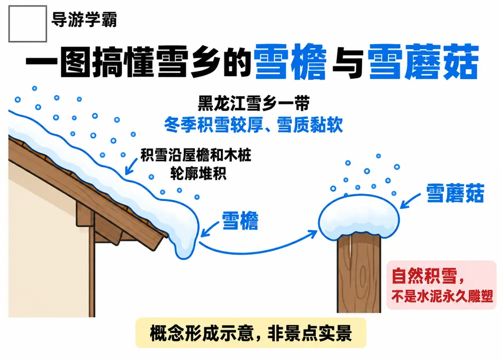黑龙江雪乡自然雪檐与雪蘑菇考点图（导游学霸·科四黑龙江）