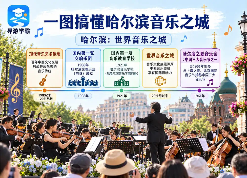 哈尔滨世界音乐之城百年底蕴考点图（导游学霸·科四黑龙江）