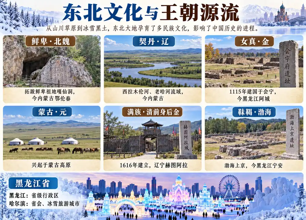 东北民族王朝源流金清辽蒙辨析考点图（导游学霸·科四黑龙江）