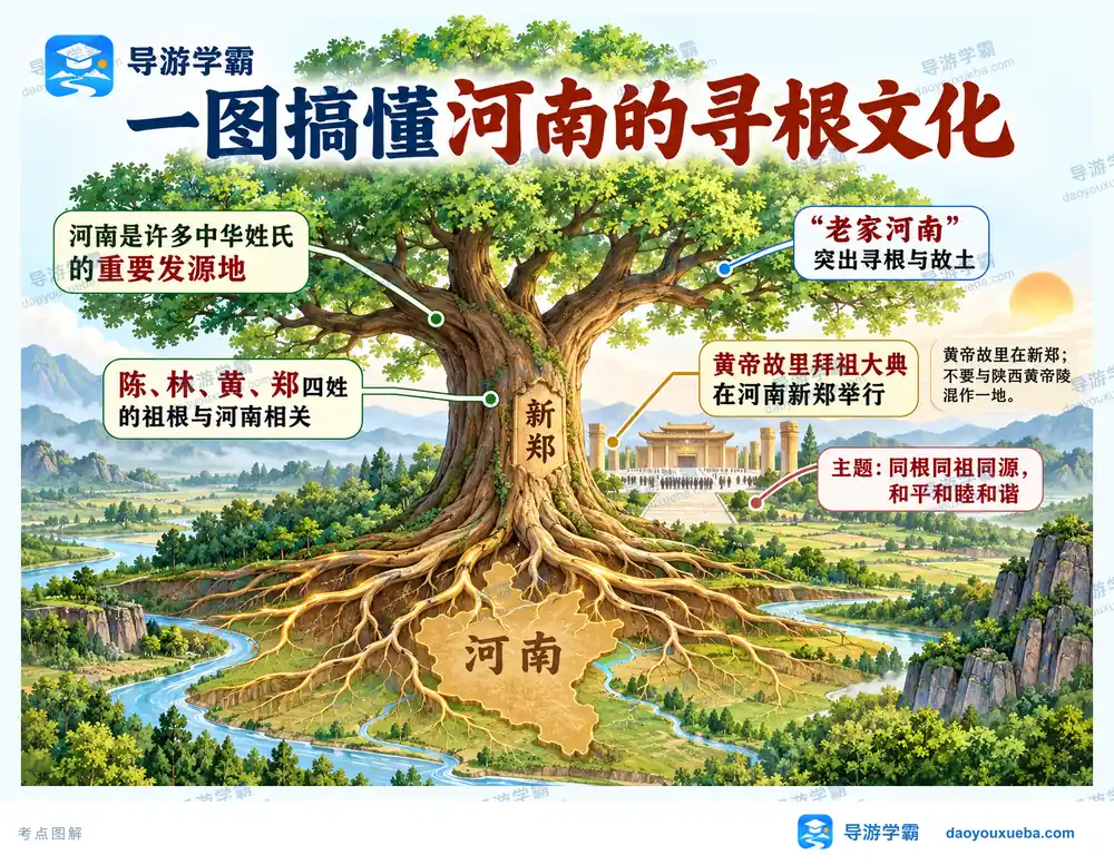 姓氏之源与新郑黄帝故里拜祖考点图（导游学霸·科四河南）