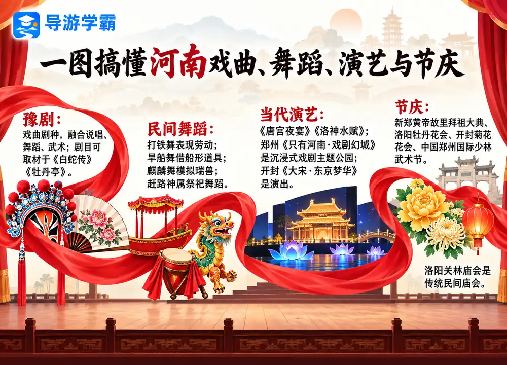 河南豫剧唐宫夜宴与只有河南考点图(导游学霸·科四河南)