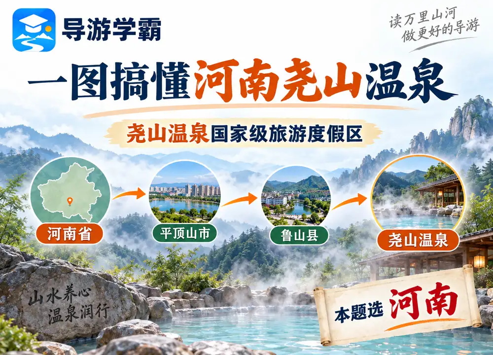 平顶山鲁山县尧山温泉度假区考点图（导游学霸·科四河南）