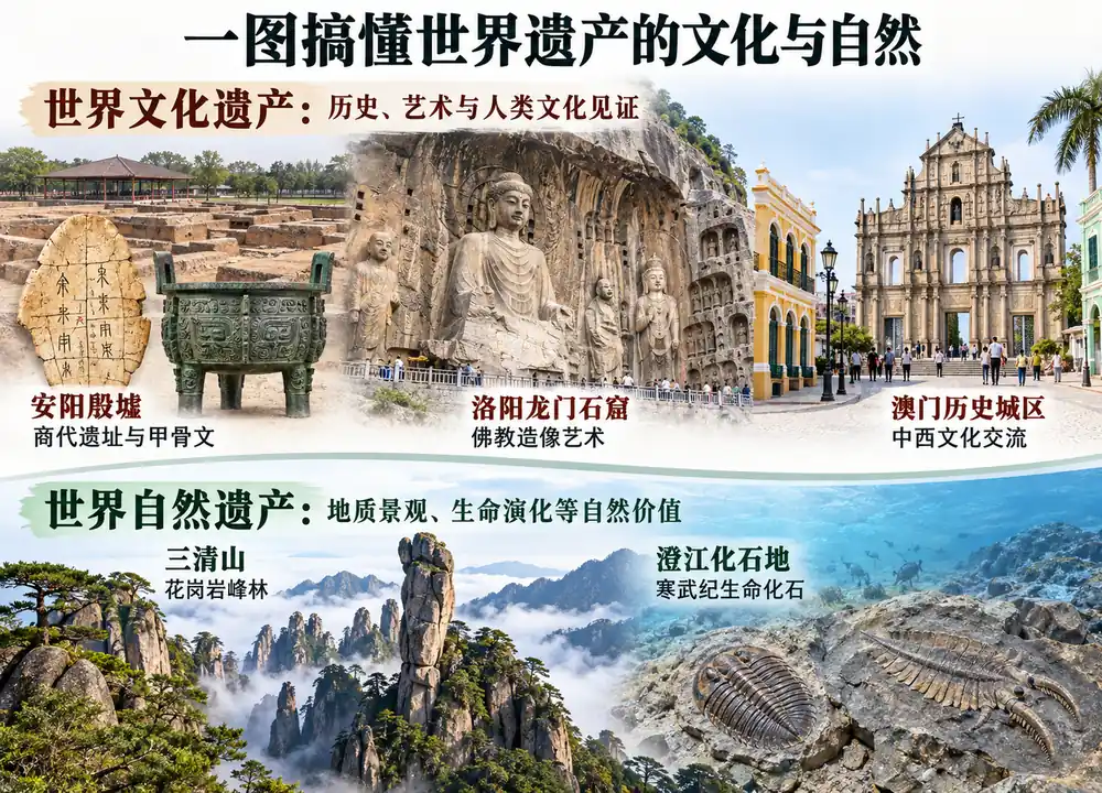 世界遗产文化自然五类对照考点图（导游学霸·科四河南）
