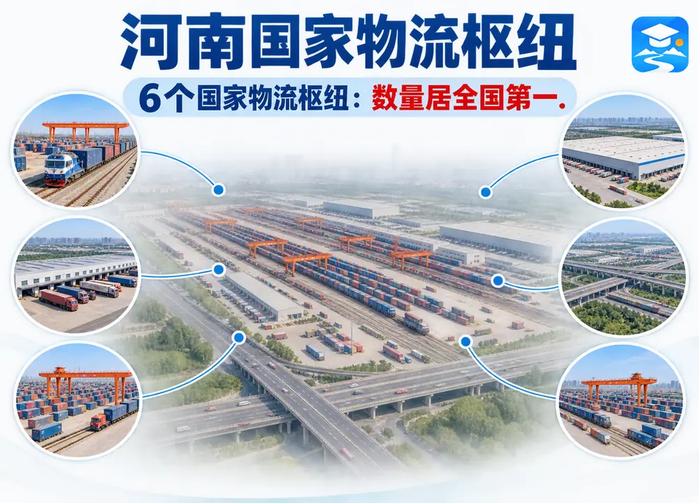 河南6个国家物流枢纽居全国第一考点图（导游学霸·科四河南）