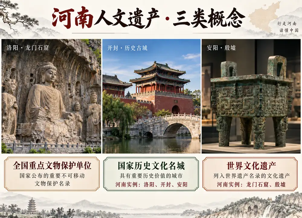 河南名城文保单位与世界文化遗产考点图(导游学霸·科四河南)