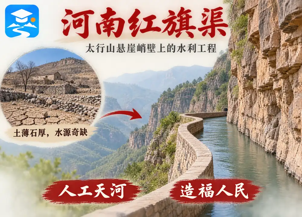 河南红旗渠太行绝壁人工天河奇迹考点图(导游学霸·科四河南)