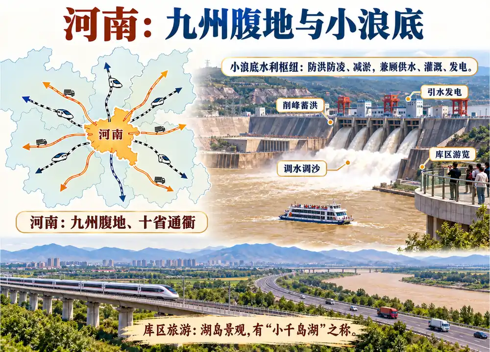 河南九州腹地与小浪底综合效益考点图(导游学霸·科四河南)