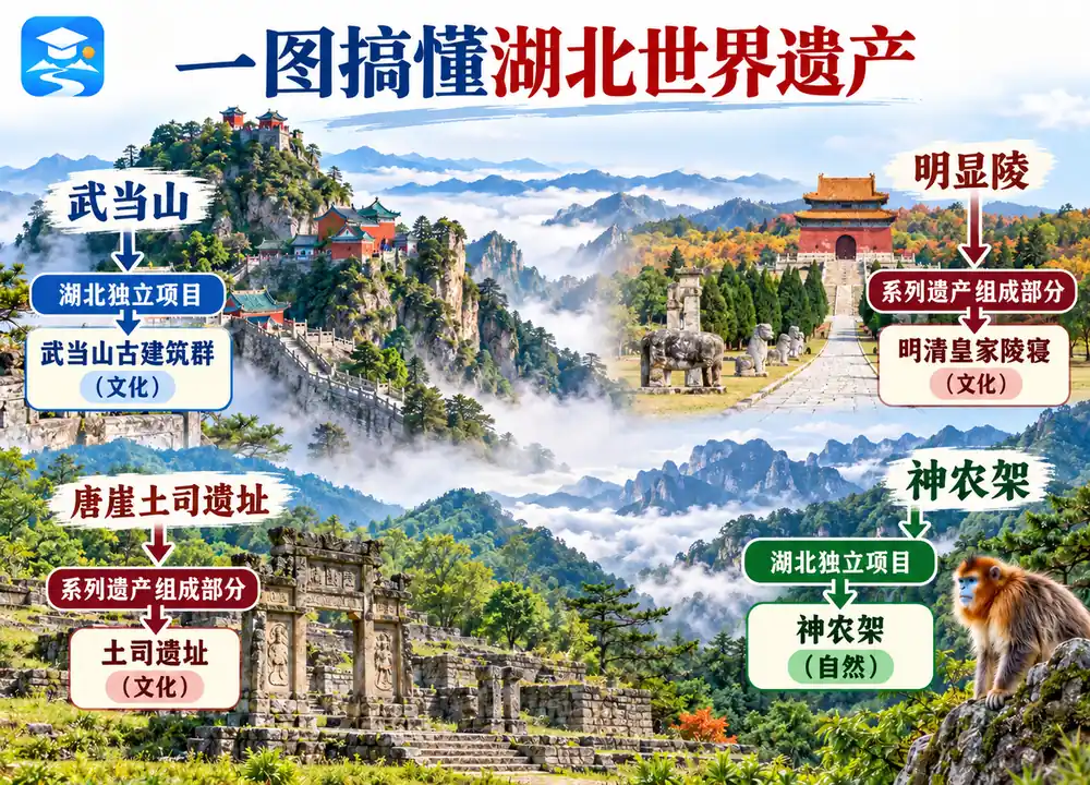 湖北世界遗产全景考点图（导游学霸·科四湖北）