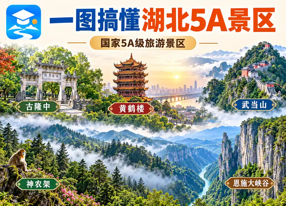 湖北国家5A景区考点图（导游学霸·科四湖北）