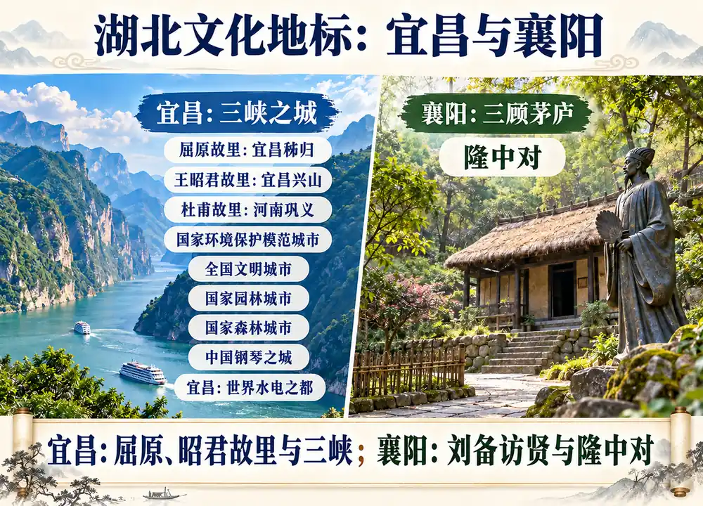 宜昌名人文旅荣誉与襄阳隆中对考点图(导游学霸·科四湖北)