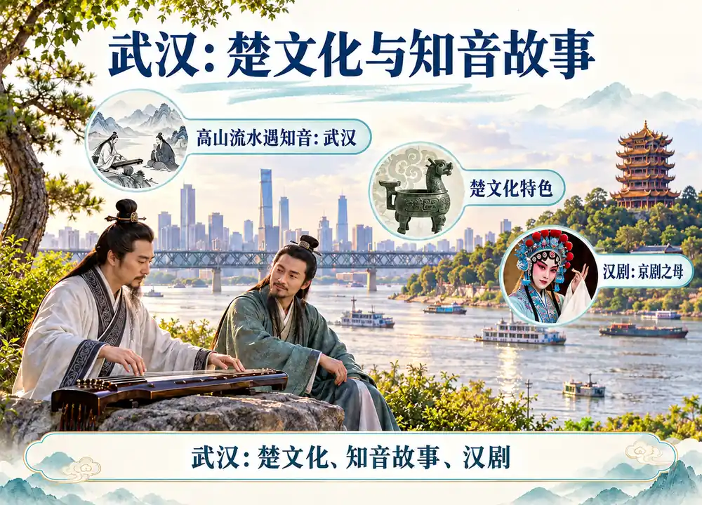 武汉楚文化知音故事与汉剧考点图（导游学霸·科四湖北）