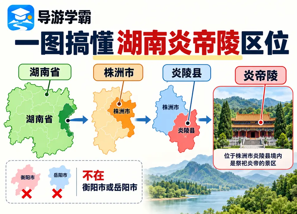 湖南株洲炎陵县炎帝陵祭祀区位考点图（导游学霸·科四湖南）