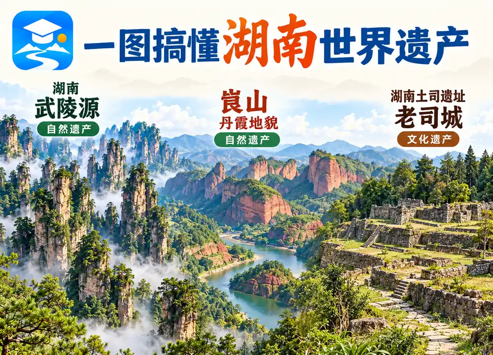 湖南世界遗产全景考点图（导游学霸·科四湖南）