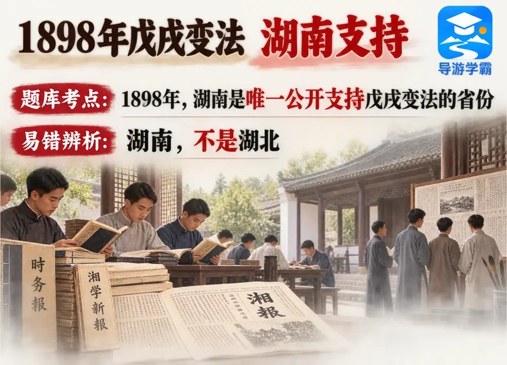 1898戊戌变法唯一支持省份湖南考点图（导游学霸·科四湖南）