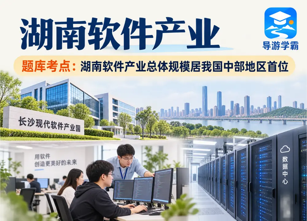 湖南软件产业规模中部首位考点图（导游学霸·科四湖南）