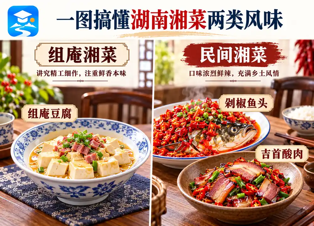 组庵湘菜与民间湘菜两类风味考点图（导游学霸·科四湖南）