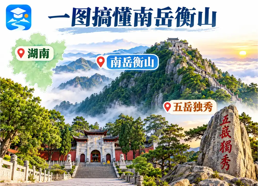 南岳衡山五岳独秀核心考点图（导游学霸·科四湖南）