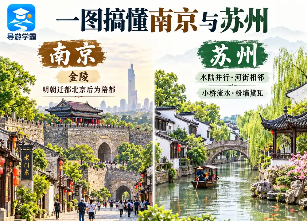 江苏南京金陵与苏州水陆相邻考点图（导游学霸·科四江苏）