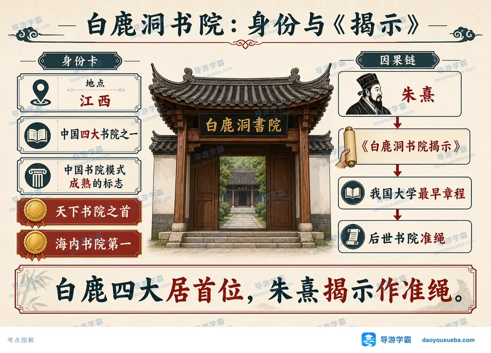 白鹿洞书院天下之首与朱熹揭示考点图(导游学霸·科四江西)