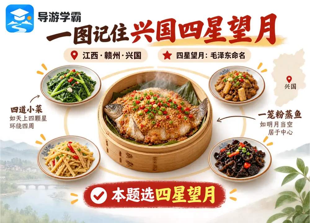 江西兴国名菜四星望月考点图(导游学霸·科四江西)