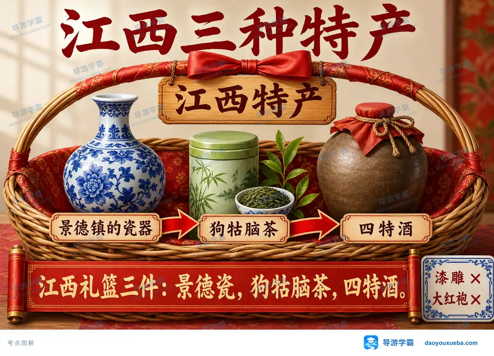 江西三大传统特色名产考点图（导游学霸·科四江西）