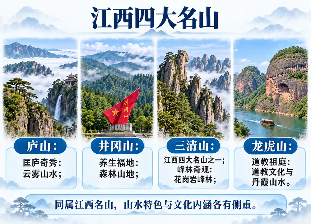 江西四大名山特色三清山龙虎山考点图(导游学霸·科四江西)