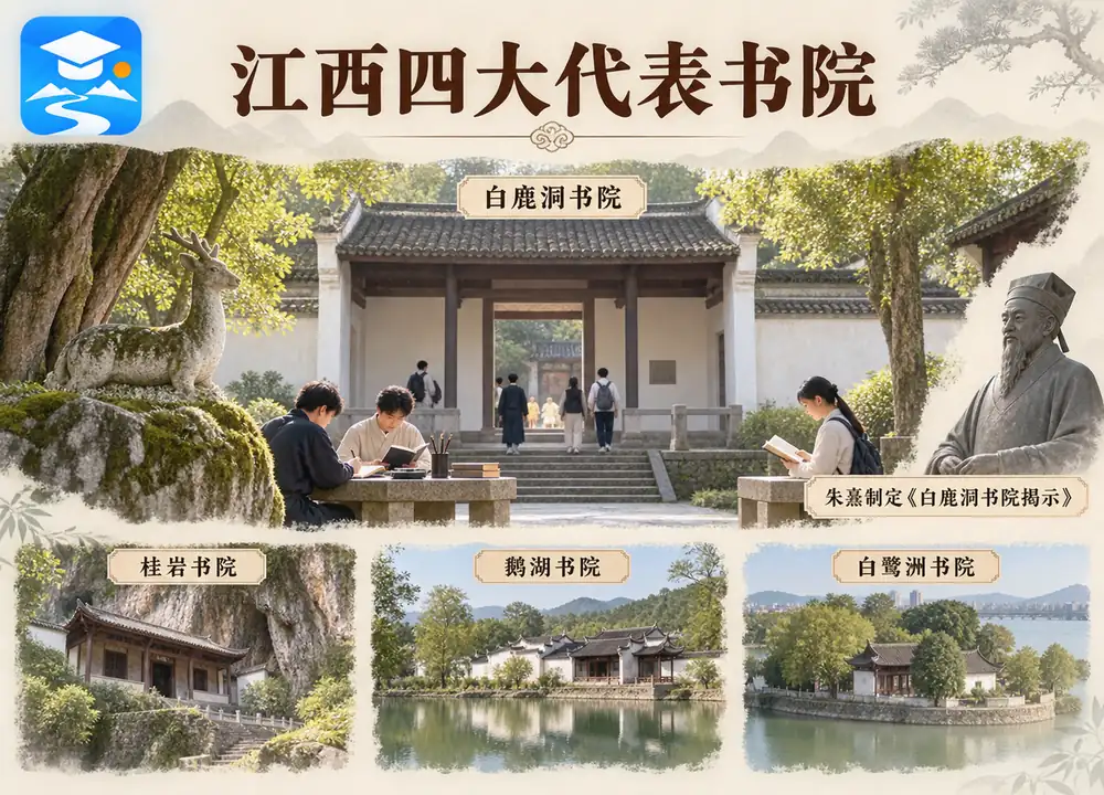 江西四大代表书院与白鹿洞揭示考点图(导游学霸·科四江西)