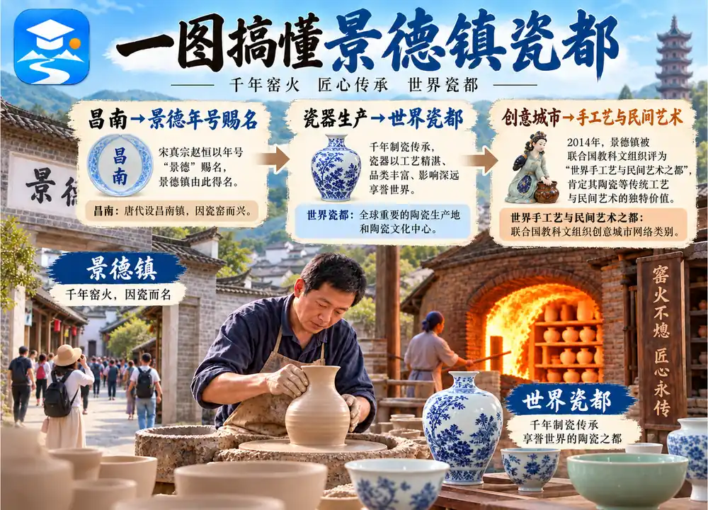 景德镇宋真宗赐名与世界瓷都考点图（导游学霸·科四江西）