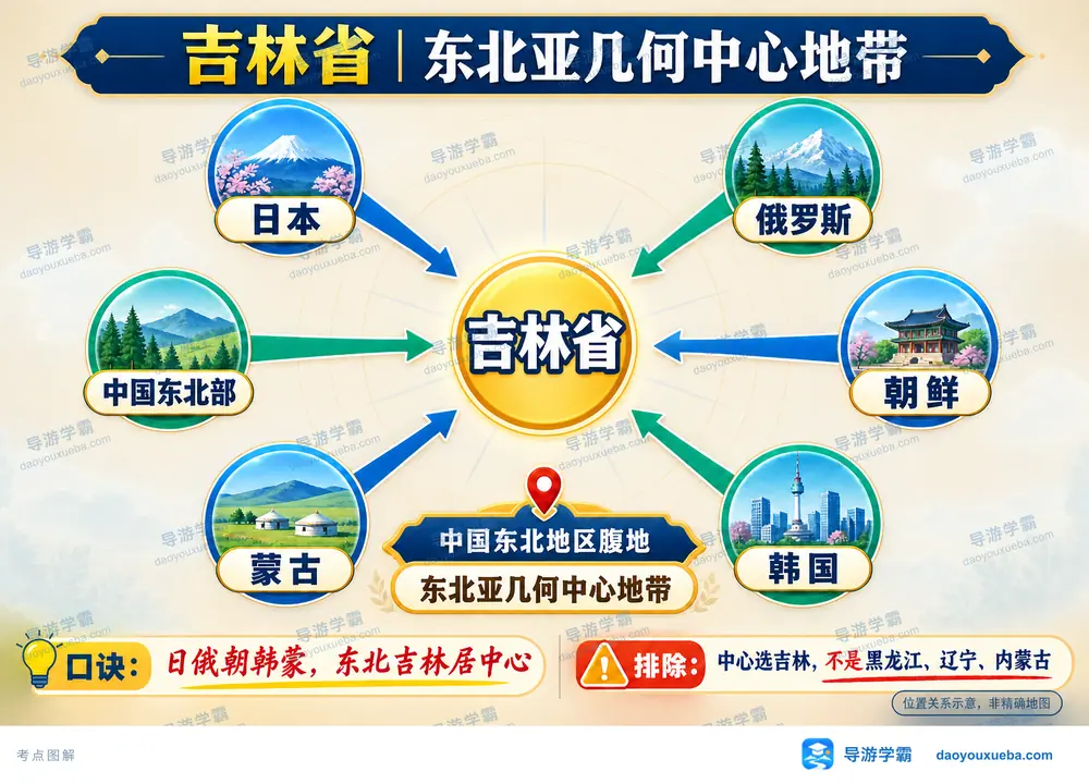 吉林省东北亚几何中心地带考点图(导游学霸·科四吉林)