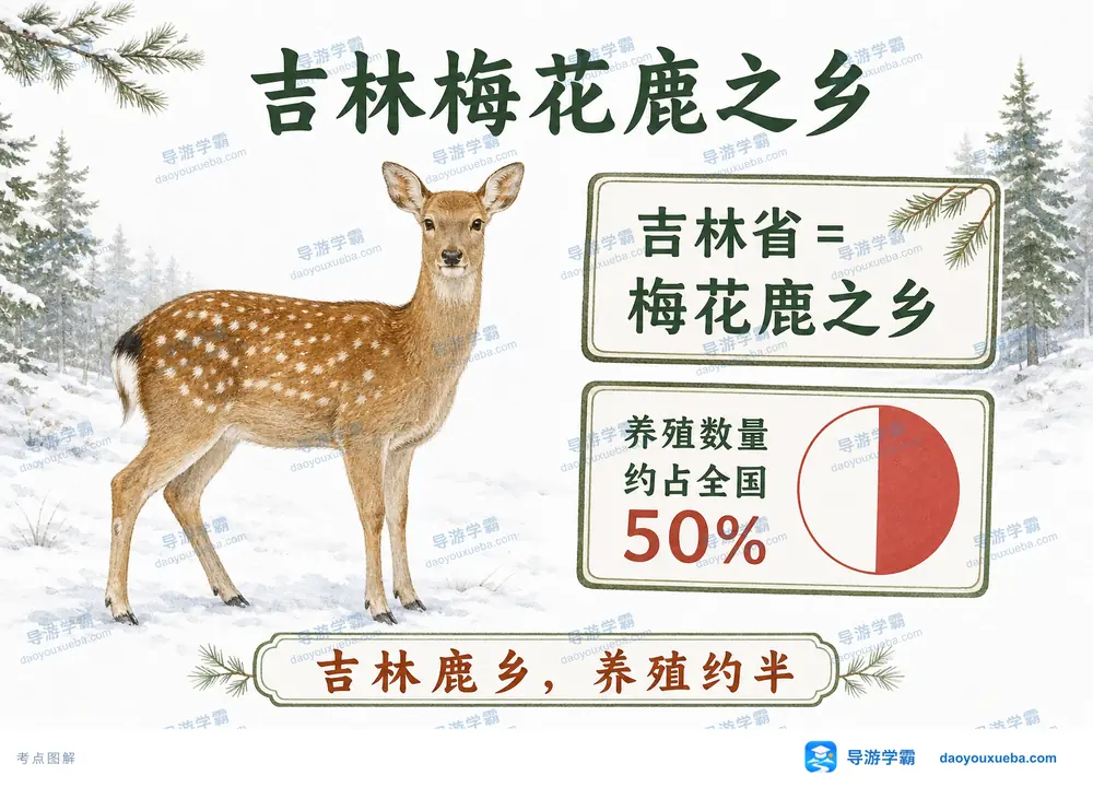 吉林中国梅花鹿之乡考点图（导游学霸·科四吉林）