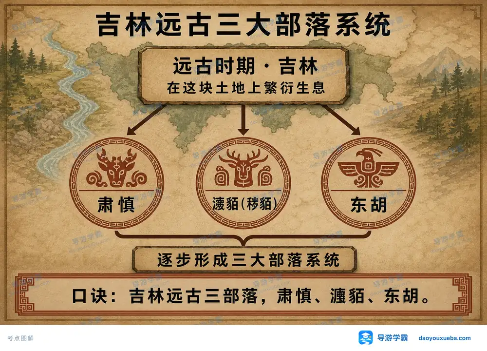 吉林远古三大部落系统考点图（导游学霸·科四吉林）