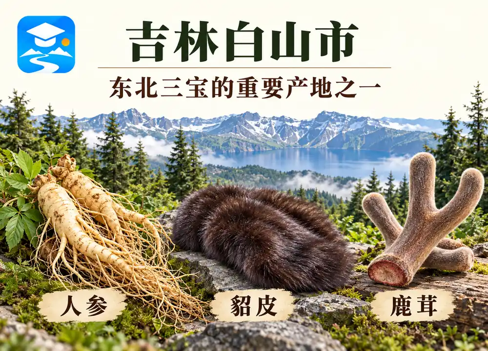 吉林白山市长白腹地与东北三宝考点图(导游学霸·科四吉林)