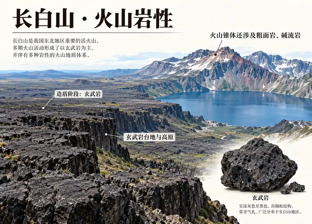 长白山玄武岩台地高原与火山锥考点图(导游学霸·科四吉林)