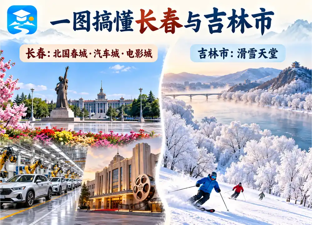 吉林长春三城美称与滑雪天堂考点图(导游学霸·科四吉林)