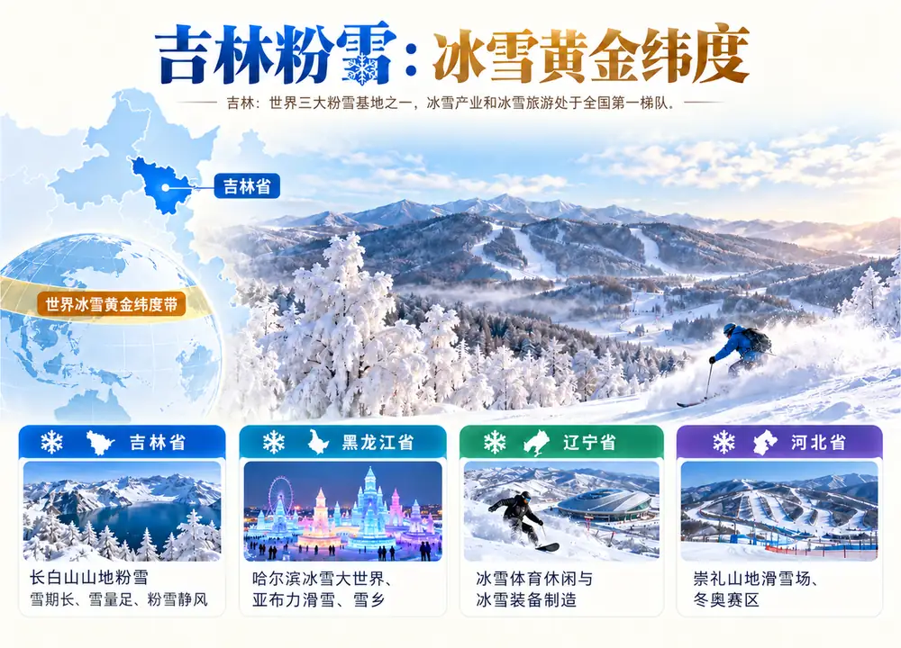 吉林粉雪黄金纬度与三大基地考点图（导游学霸·科四吉林）