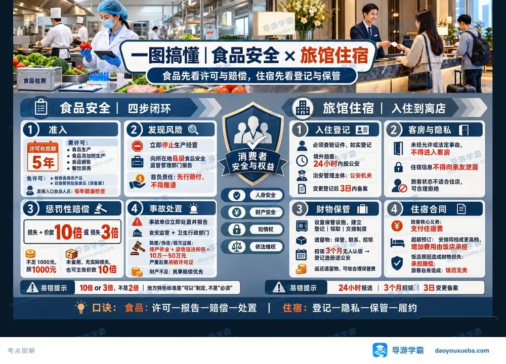 导游考试食品安全怎么记考点图(导游学霸·科一)
