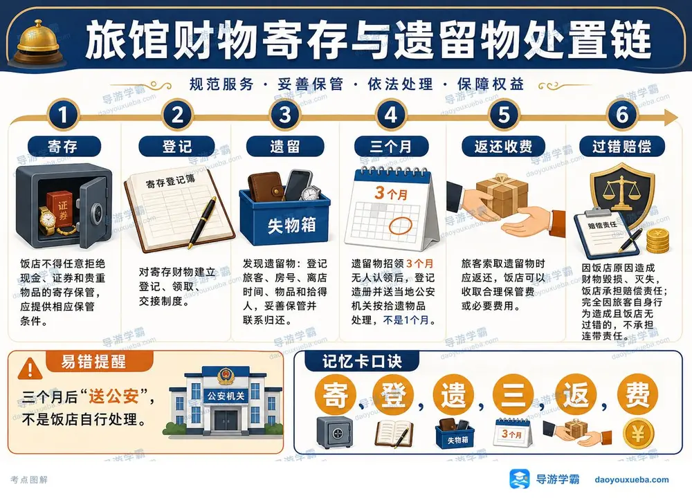 旅馆遗留物3个月怎么记考点图（导游学霸·科一）