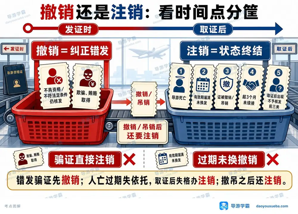 导游证撤销注销区别考点图（导游学霸·科一）