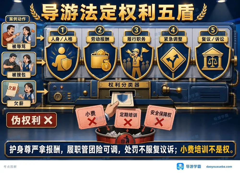 导游法定权利五盾考点图(导游学霸·科一)